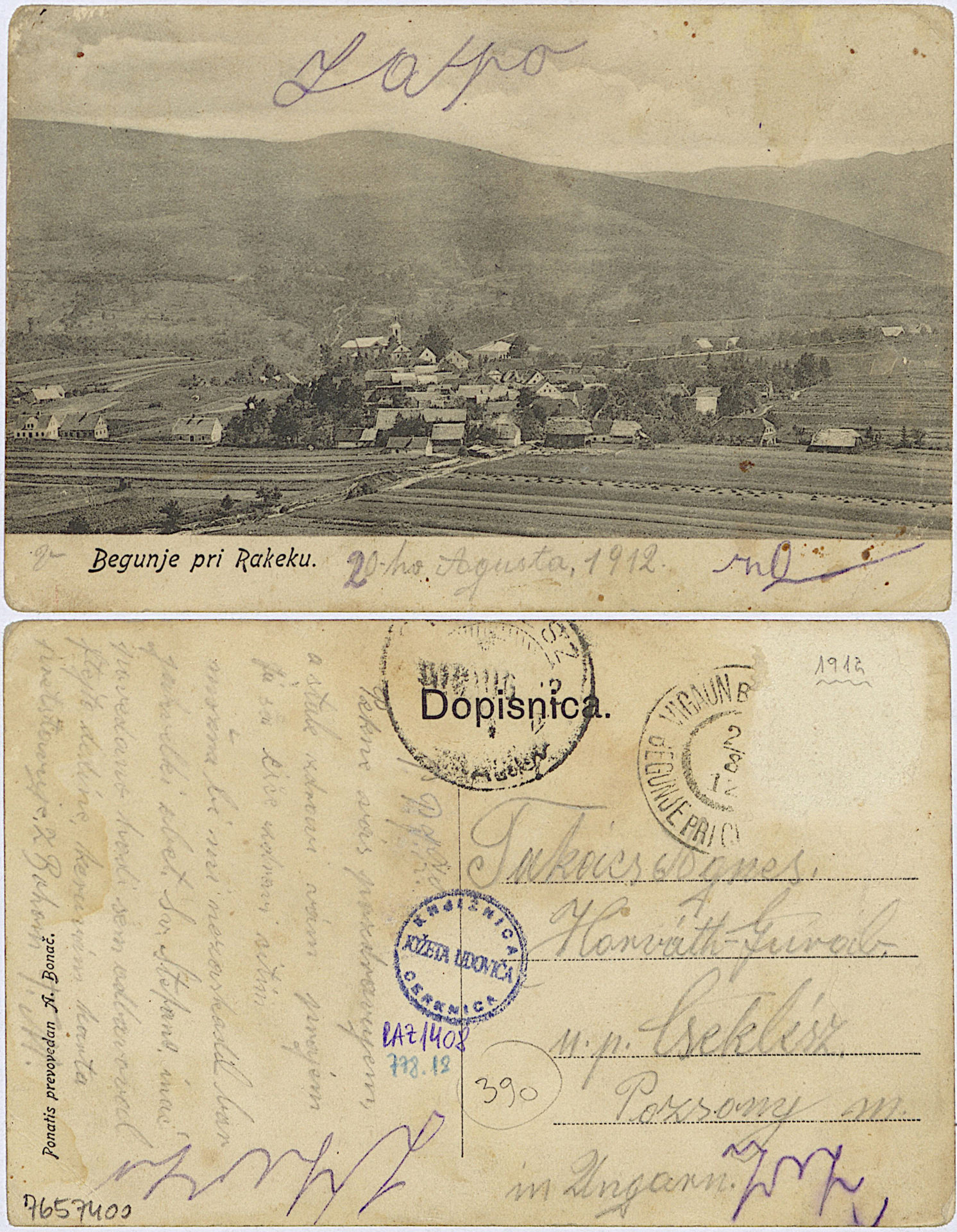 Begunje 1912 0820 7657400 1408 1 - Begunje pri Cerknici