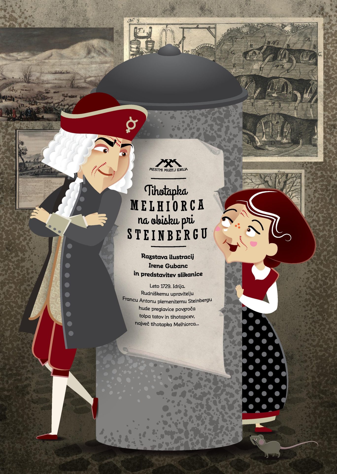 Tihotapka Melhiorca na obisku pri Steinbergu - razstava ilustracij Irene Gubanc