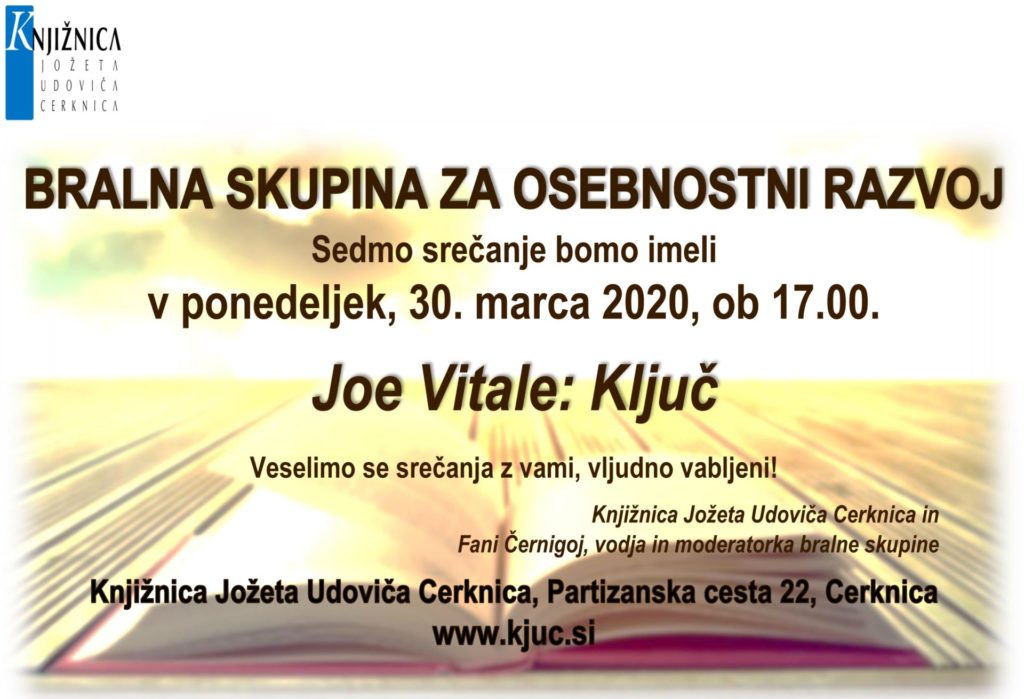 ODPOVEDANO – Srečanje Bralne skupine za osebnostni razvoj