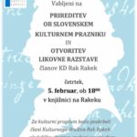 Prireditev ob slovenskem kulturnem prazniku in otvoritev likovne razstave članov KD Rak Rakek