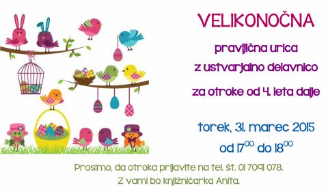 Velikonočna pravljična urica z ustvarjalno delavnico za otroke od 4. leta dalje