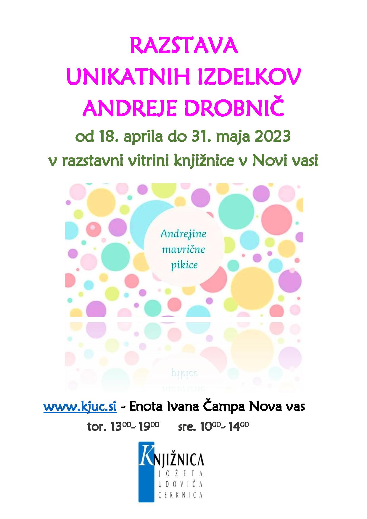 Razstava unikatnih izdelkov Andreje Drobnič