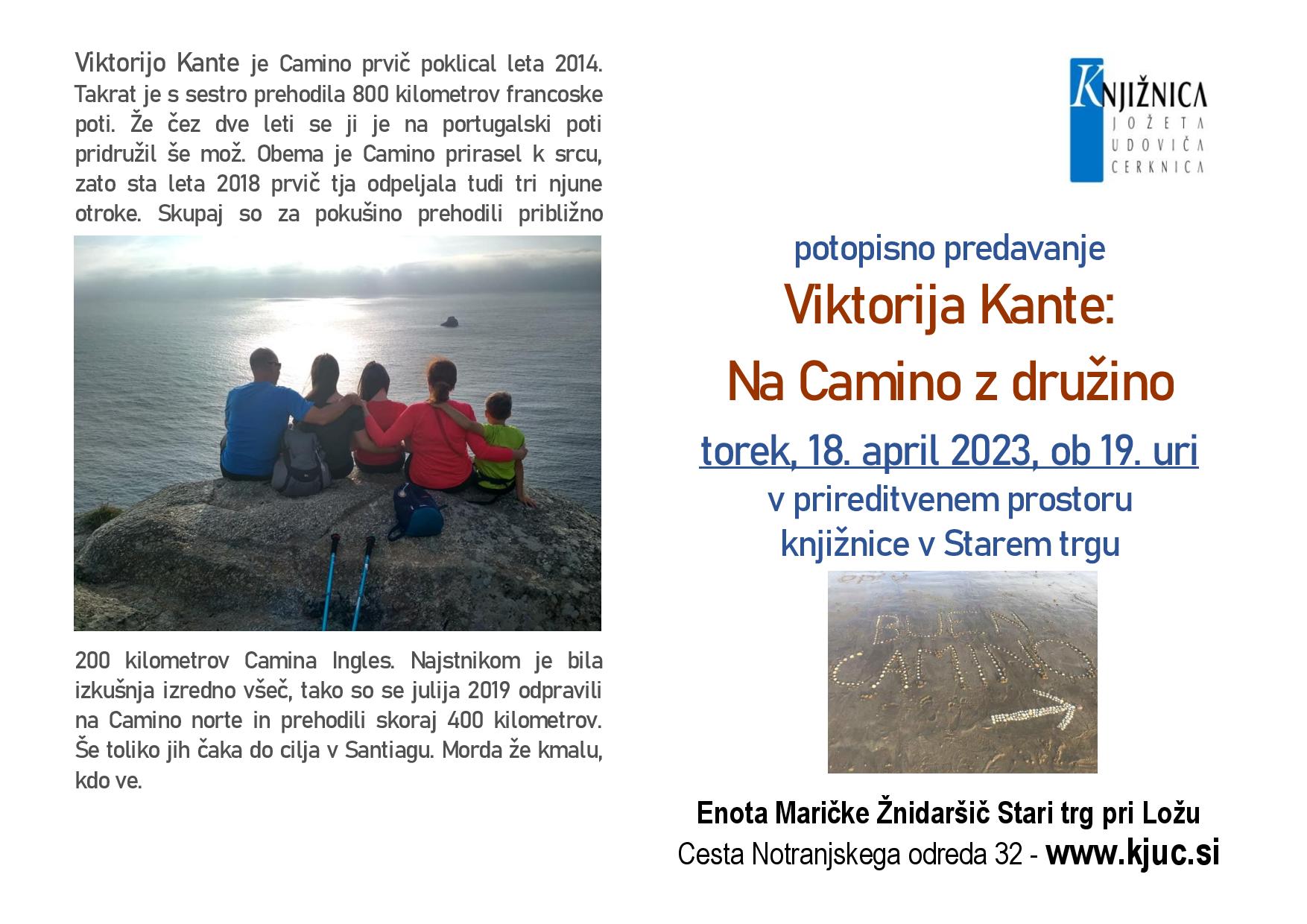 Viktorija Kante: Na Camino z družino - potopisno predavanje