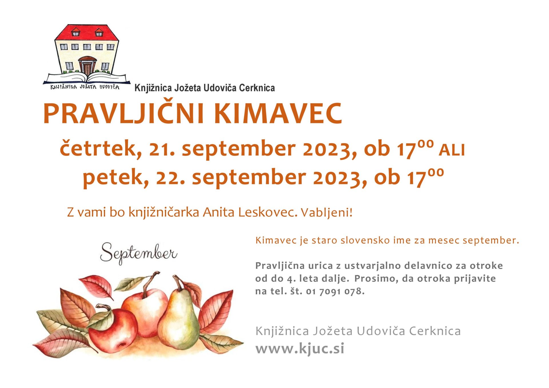 Pravljični kimavec - pravljična urica z ustvarjalno delavnico