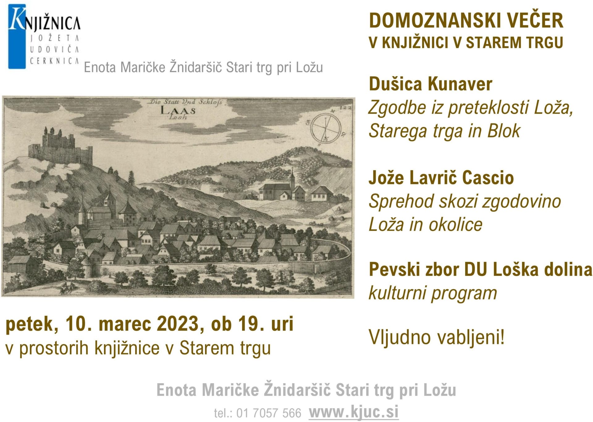 Domoznanski večer v knjižnici v Starem trgu - Dušica Kunaver in Jože Lavrič Cascio