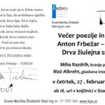 Anton Frbežar – Toni: Drva žiulejna smo - večer poezije in vina