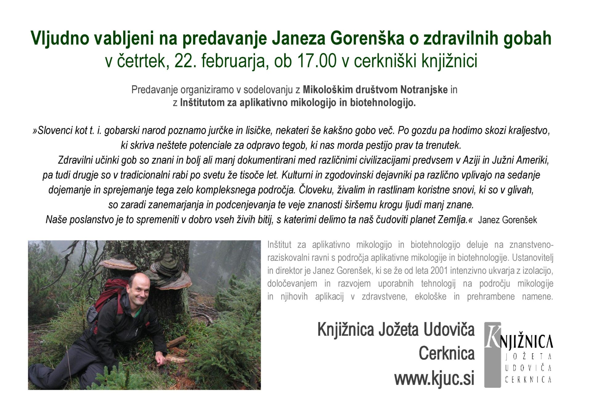 Janez Gorenšek: Zdravilne gobe - predavanje
