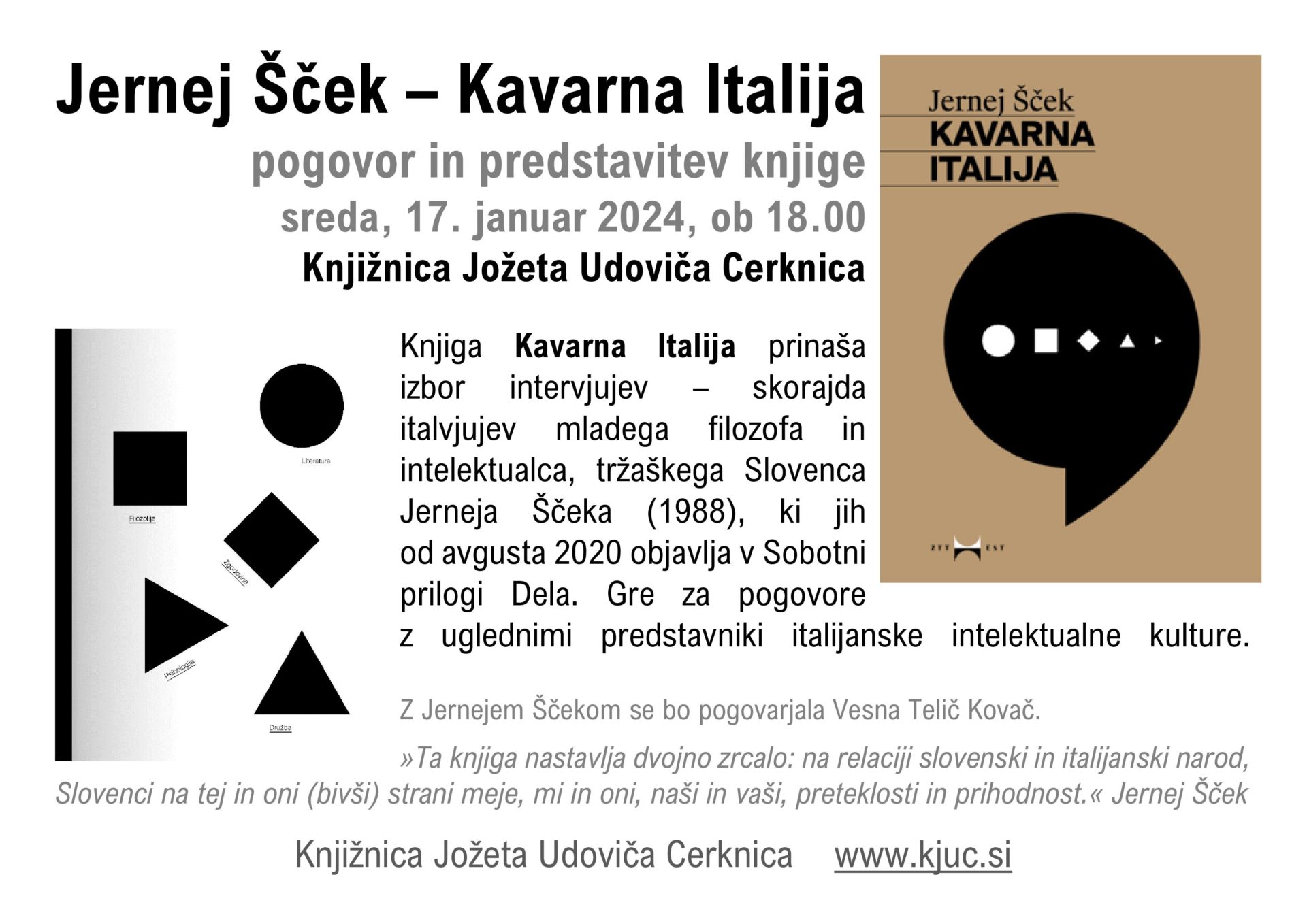 Jernej Šček: Kavarna Italija - pogovor in predstavitev knjige