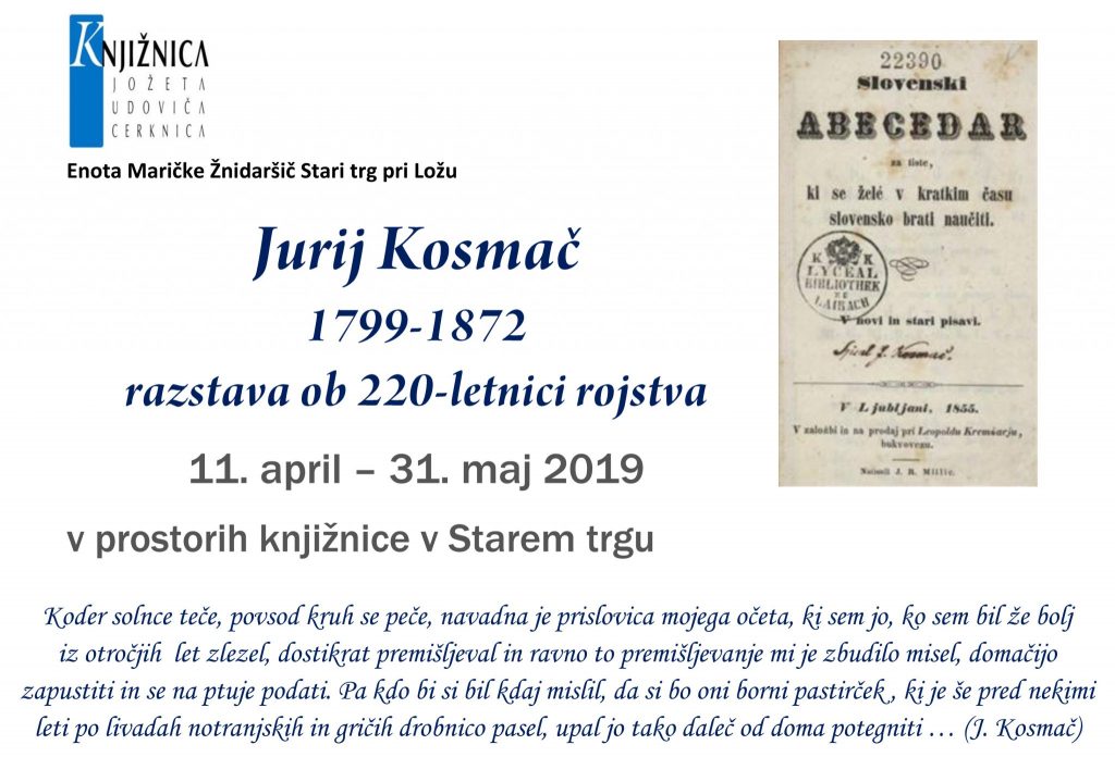 Jurij Kosmač 1799-1872 - razstava ob 220-letnici rojstva
