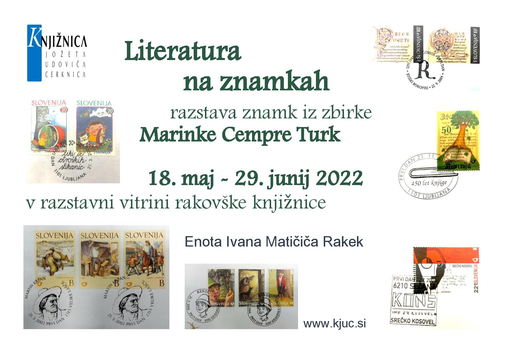 Literatura na znamkah - razstava znamk iz zbirke Marinke Cempre Turk