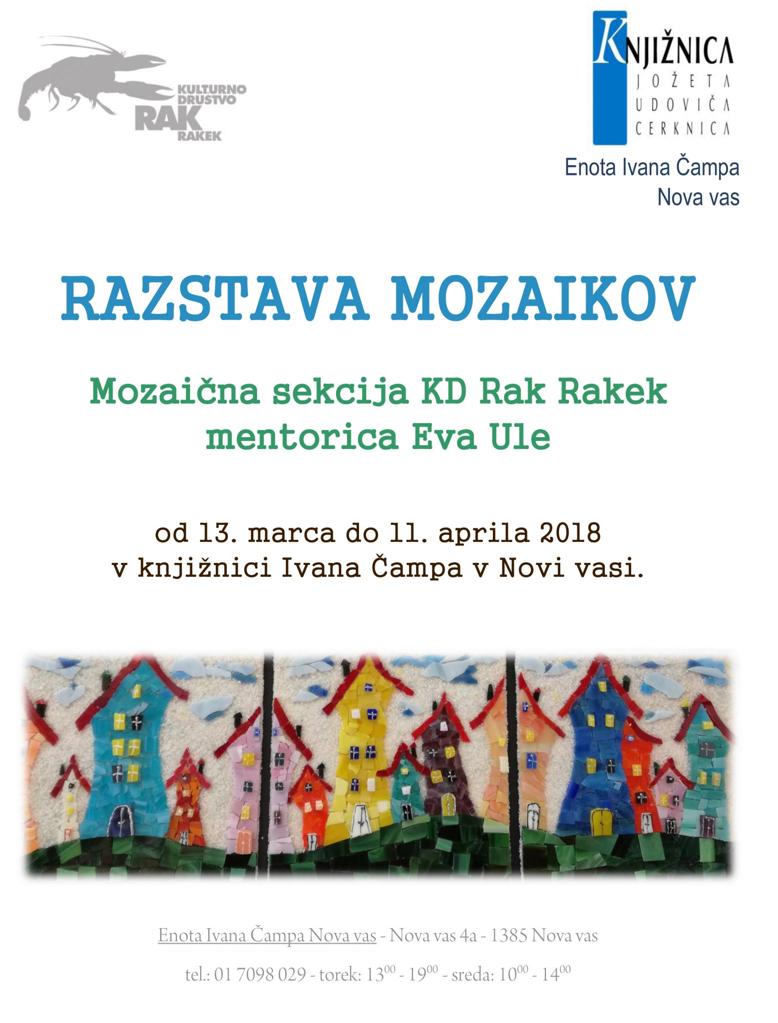 Razstava mozaikov mozaične sekcije KD Rak Rakek