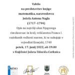 Predstavitev knjige matematika, naravoslovca Jožefa Antona Nagla (1717 - 1794)