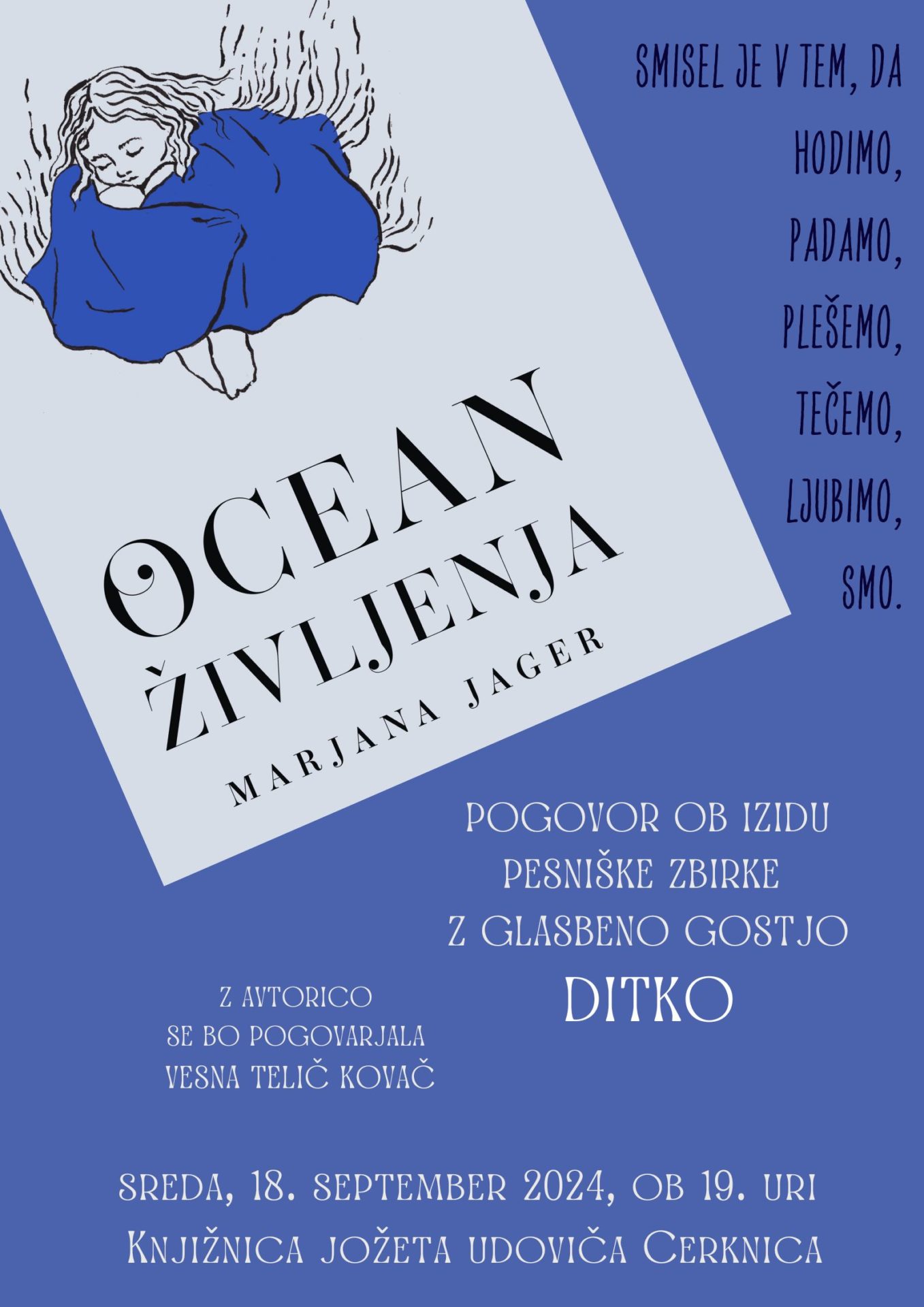 Marjana Jager: Ocean življenja – pogovor ob izidu pesniške zbirke z glasbeno gostjo Ditko