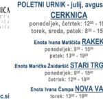 Poletni urnik julij avgust 2018