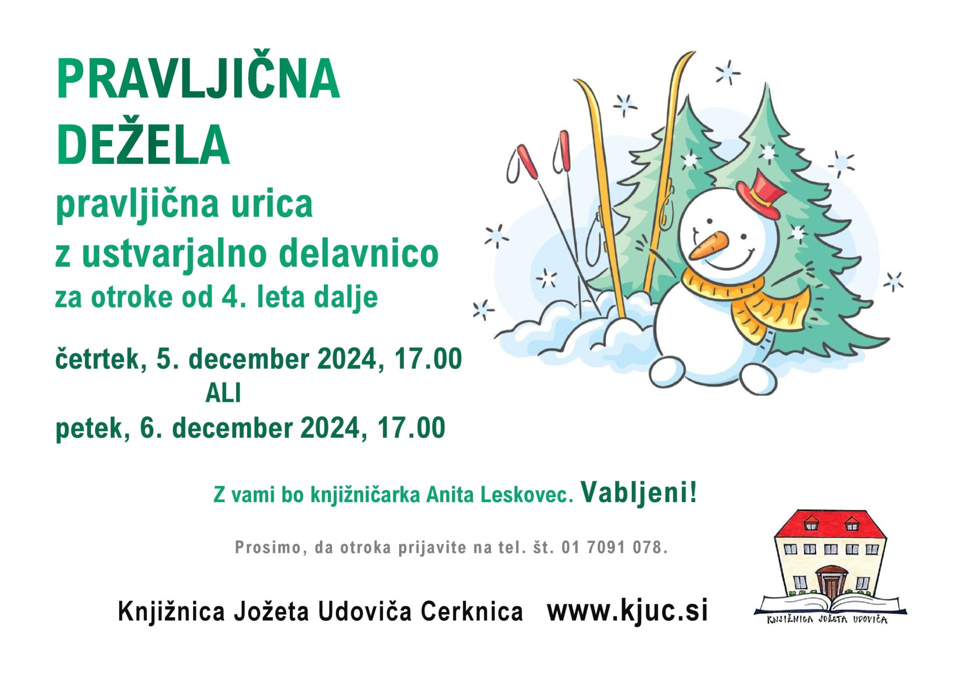 Pravljična dežela - pravljična urica z ustvarjalno delavnico za otroke od 4. leta dalje