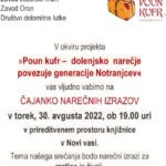 Poun kufr – dolenjsko narečje povezuje generacije Notranjcev – čajanka narečnih izrazov