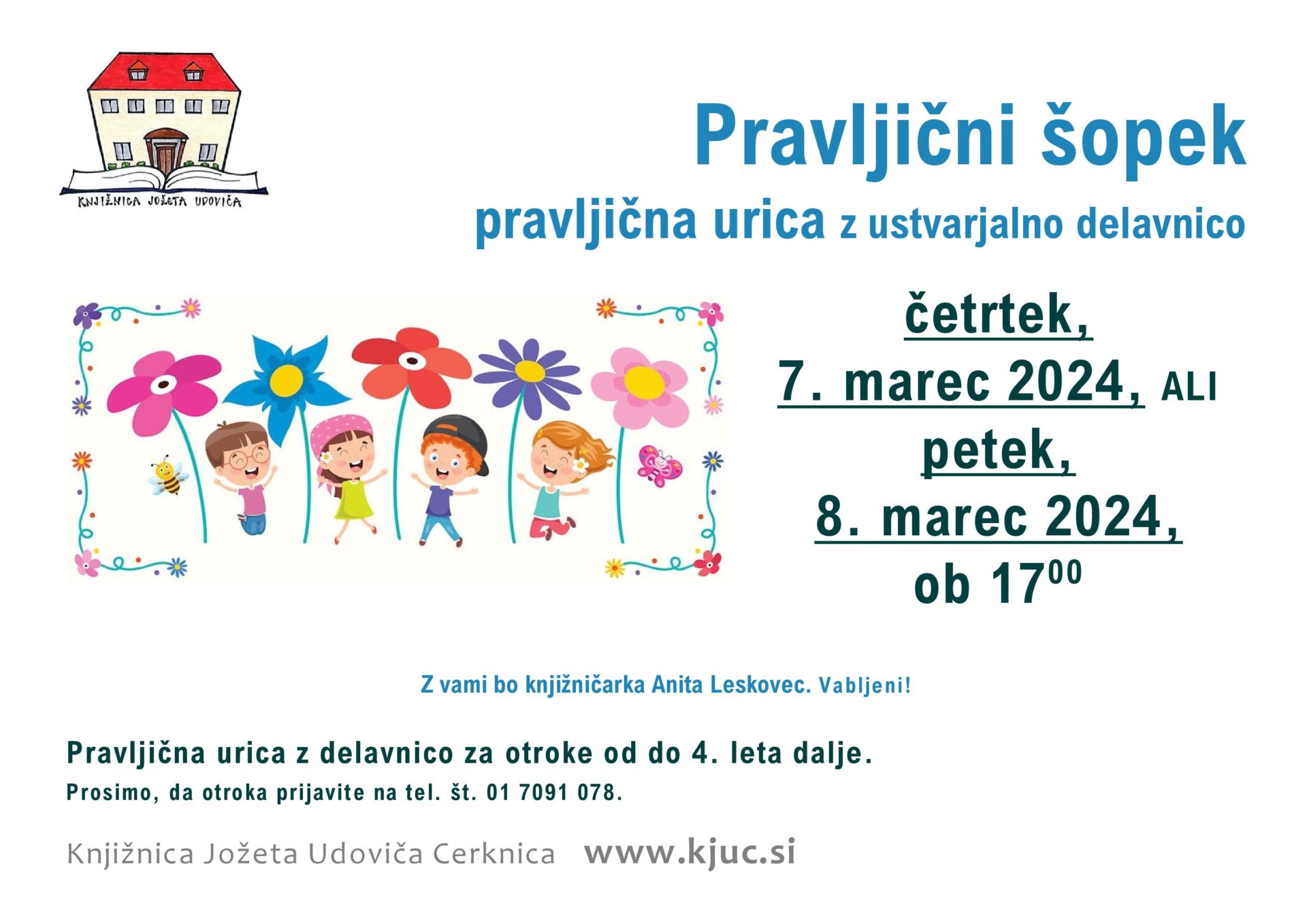 Pravljični šopek - pravljična urica z ustvarjalno delavnico za otroke od 4. leta dalje