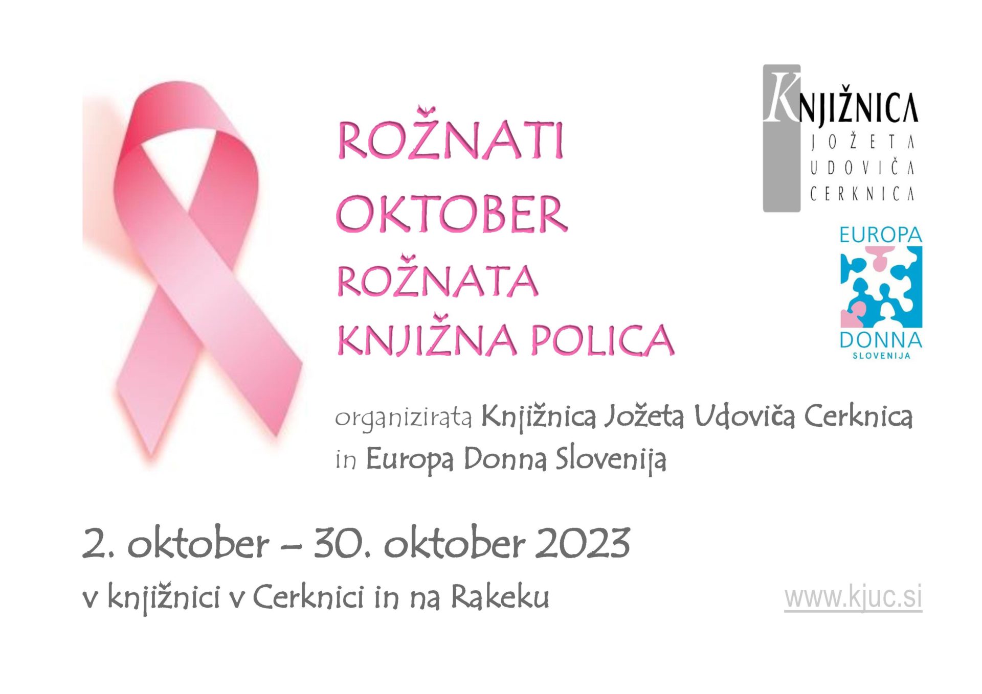 Rožnati oktober – rožnata knjižna polica v Cerknici
