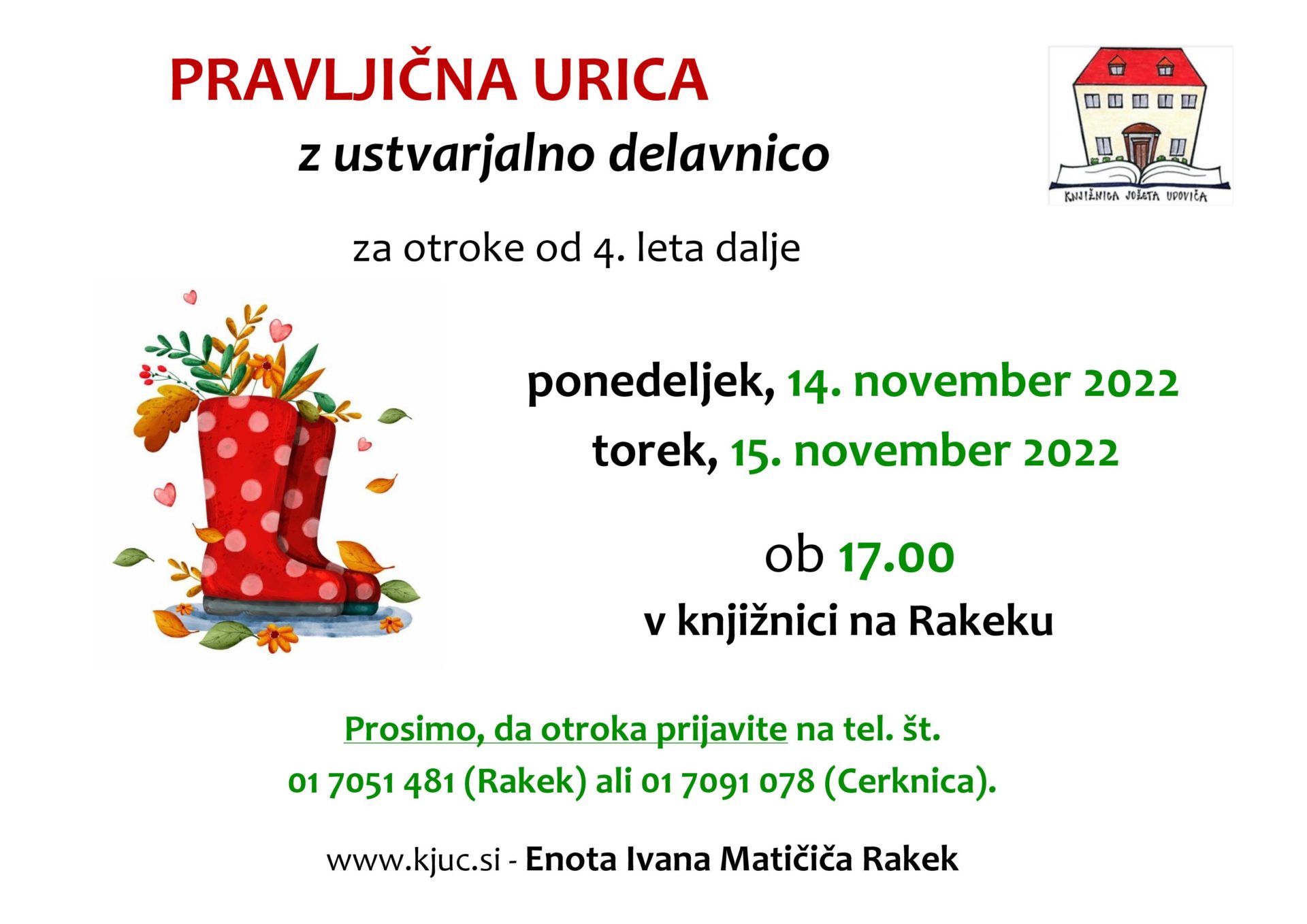 Pravljična urica z ustvarjalno delavnico v knjižnici na Rakeku