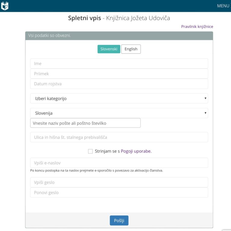 Spletni vpis v knjižnico