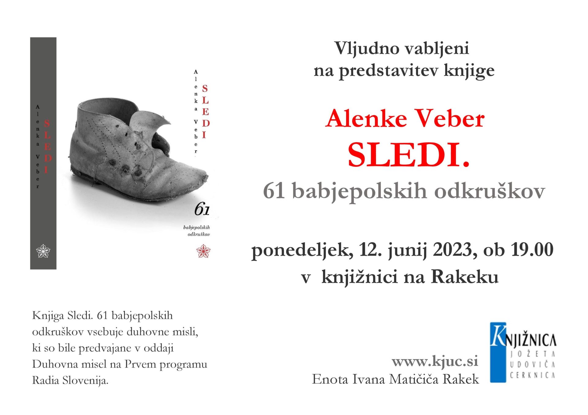 Predstavitev knjige Alenke Veber – Sledi