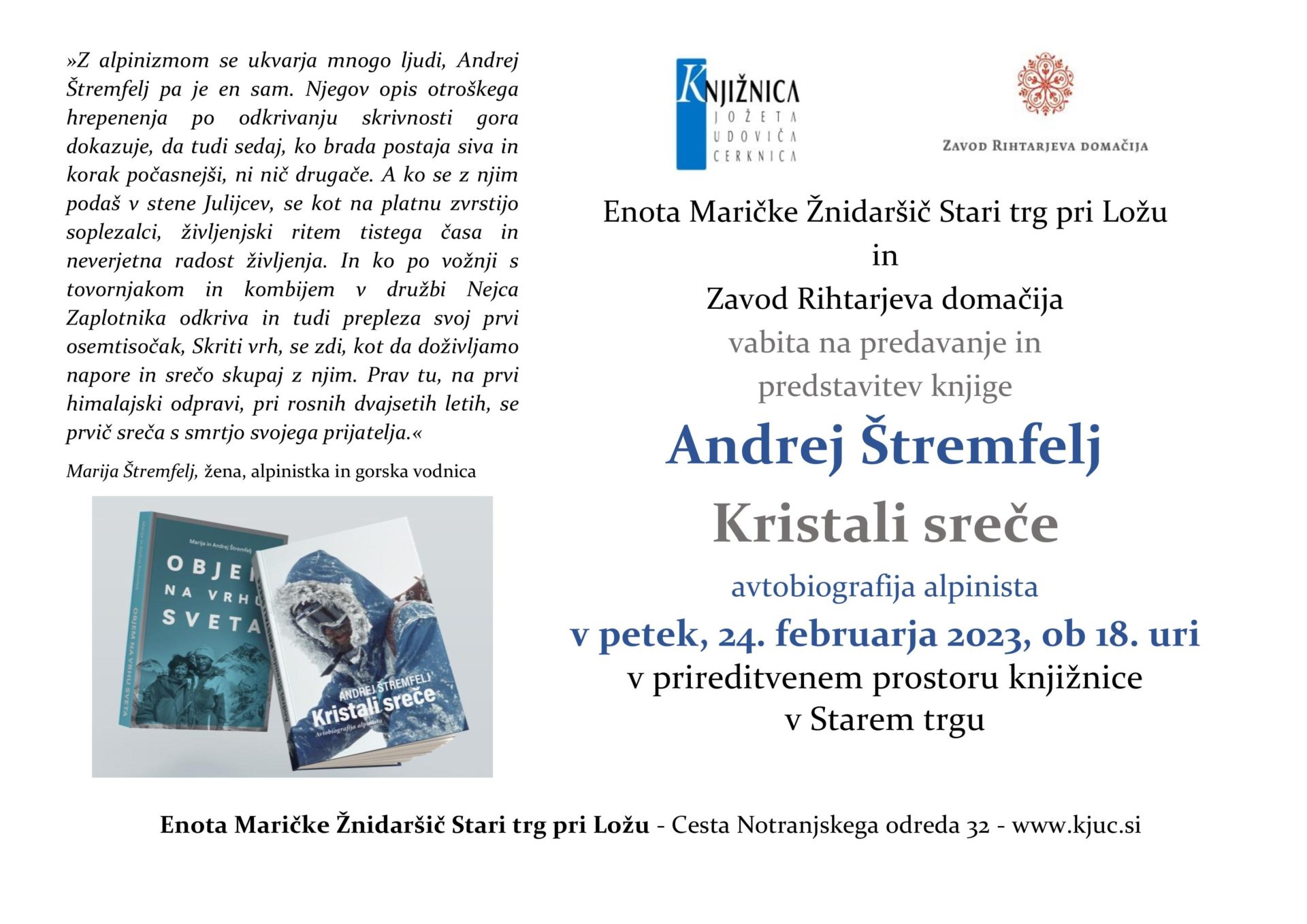 Andrej Štremfelj: Kristali sreče - avtobiografija alpinista