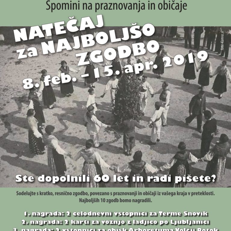 Natečaj za najboljšo zgodbo: Zgodbe mojega kraja: spomini na praznovanja in običaje.