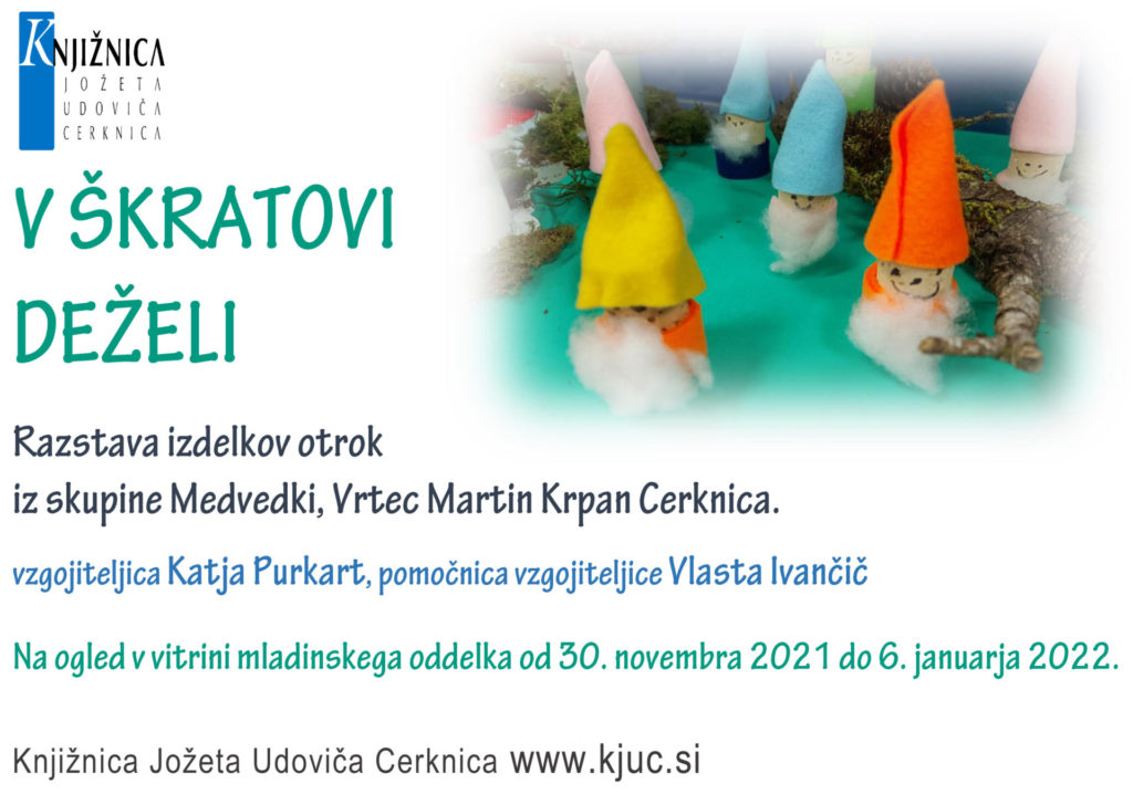 V škratovi deželi - razstava izdelkov otrok iz skupine Medvedki, Vrtec Martin Krpan Cerknica