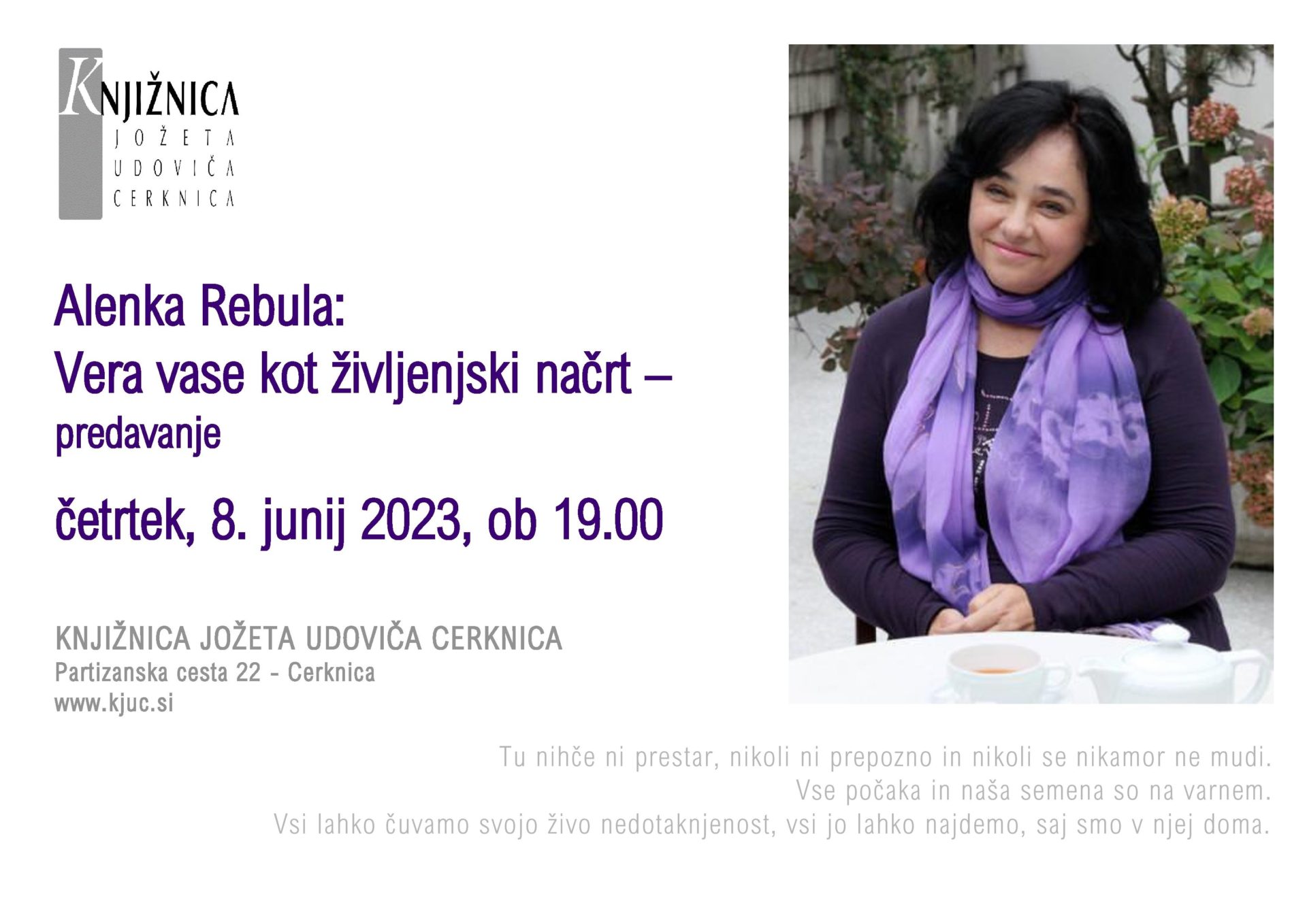 Alenka Rebula: Vera vase kot življenjski načrt – predavanje