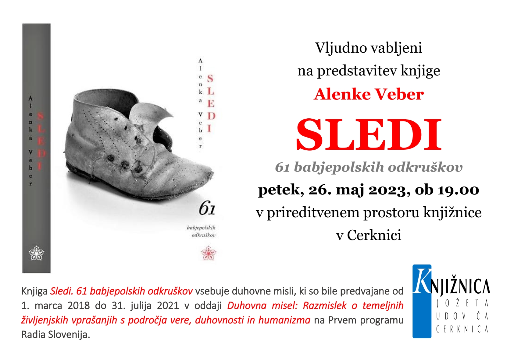 Predstavitev knjige Alenke Veber – Sledi