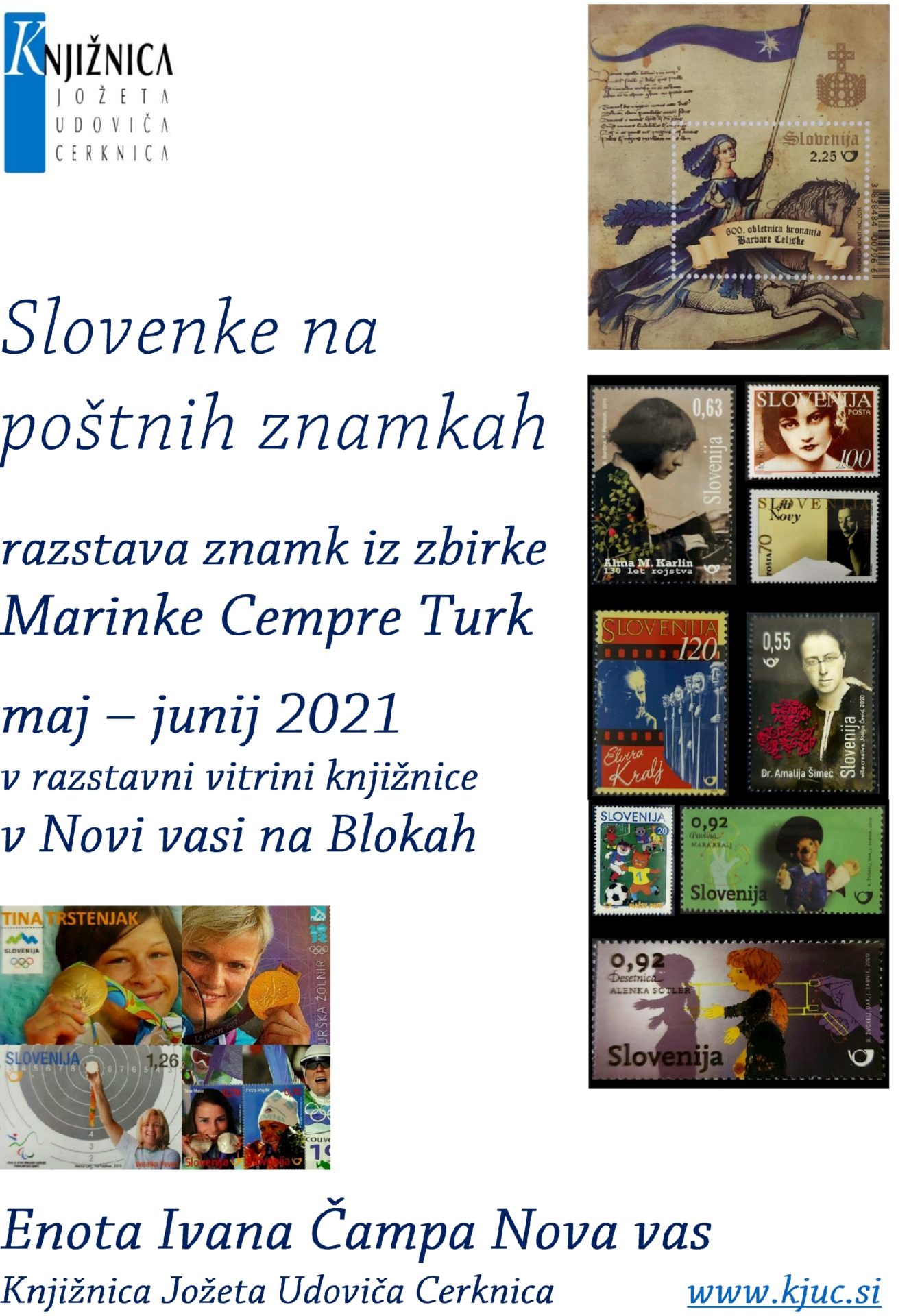 Slovenke na poštnih znamkah - razstava znamk iz zbirke Marinke Cempre Turk