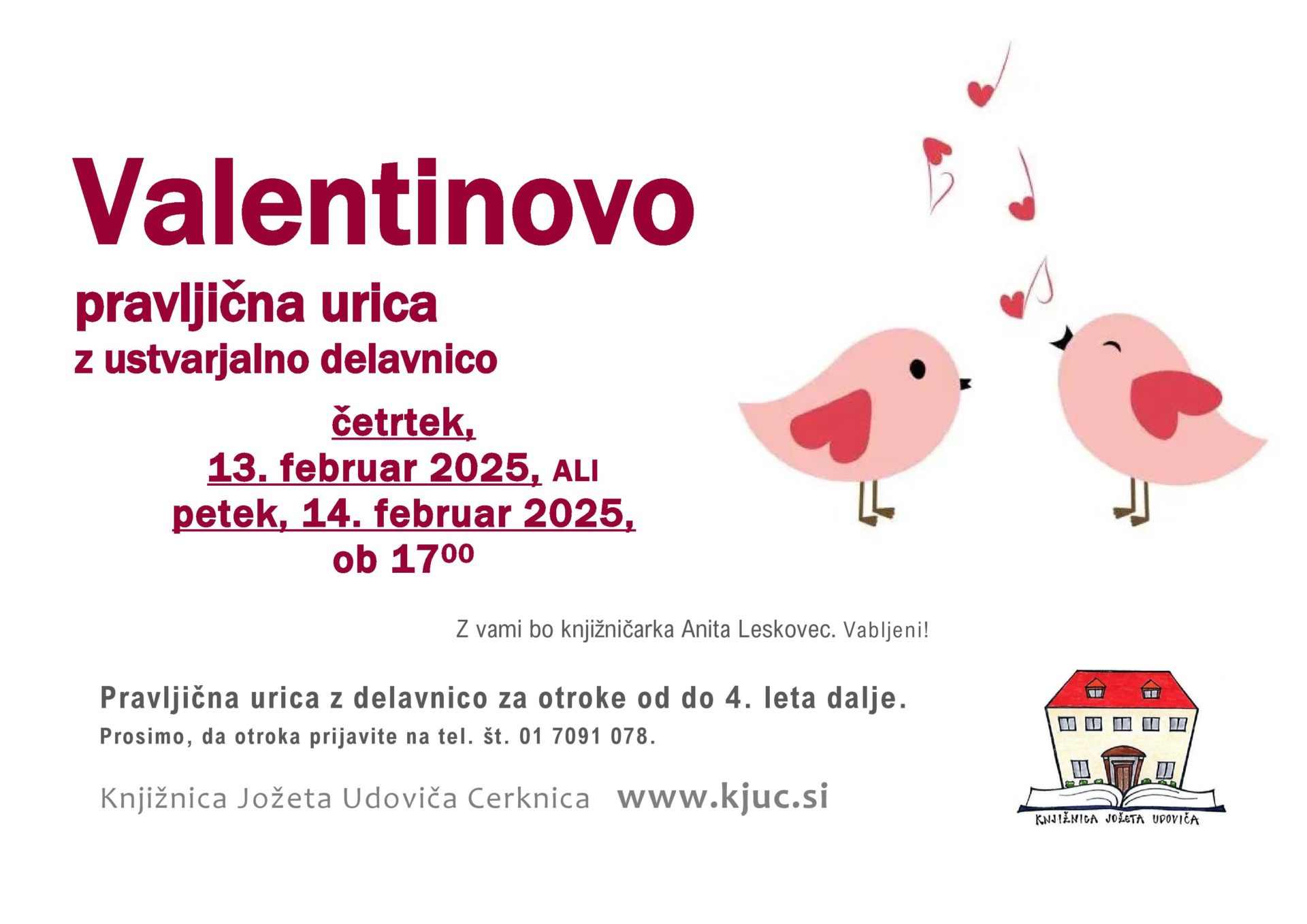 Valentinovo - pravljična urica z ustvarjalno delavnico