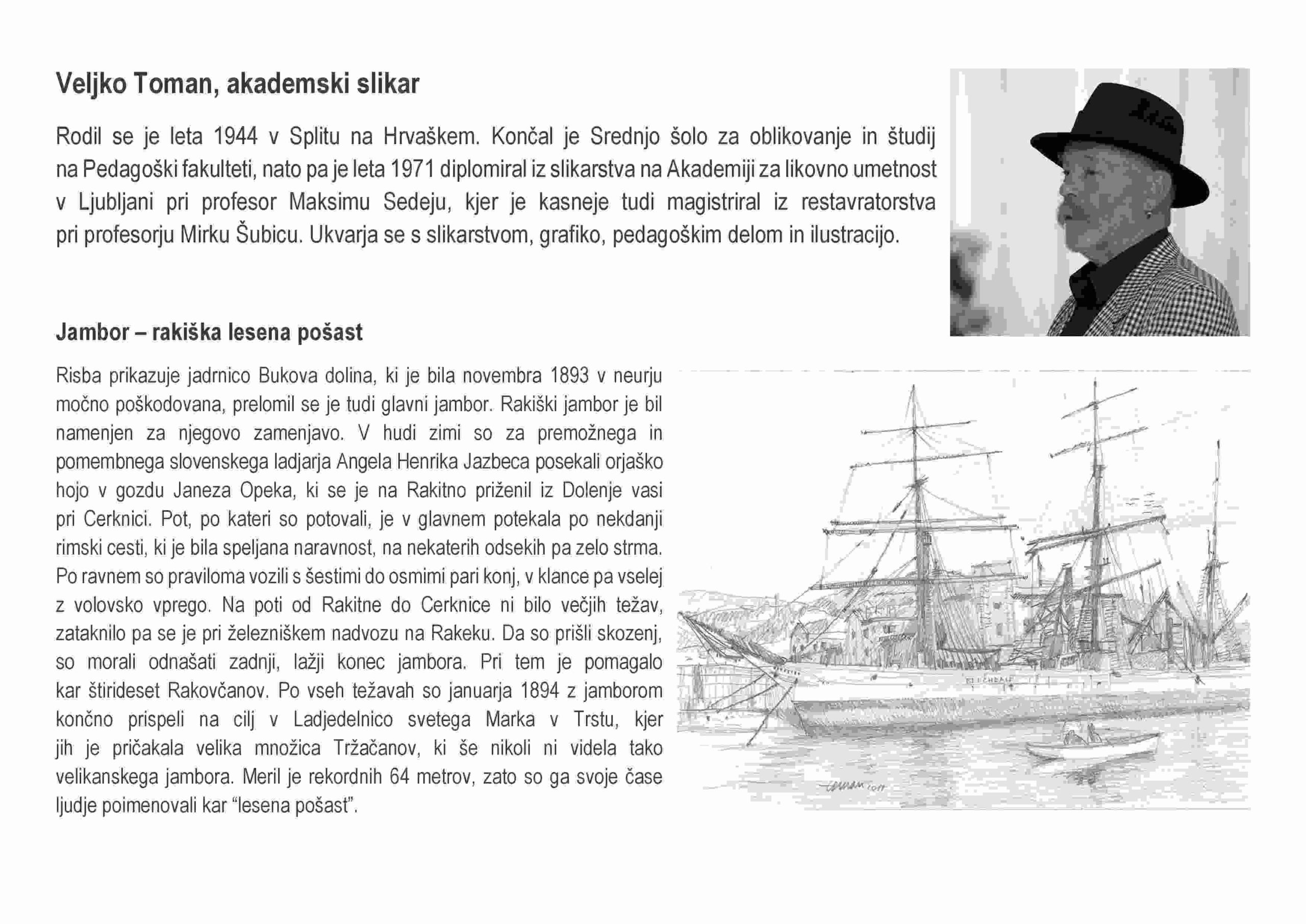 Veljko Toman: Jambor – rakiška lesena pošast – razstava risb akademskega slikarja ob njegovi 80-letnici