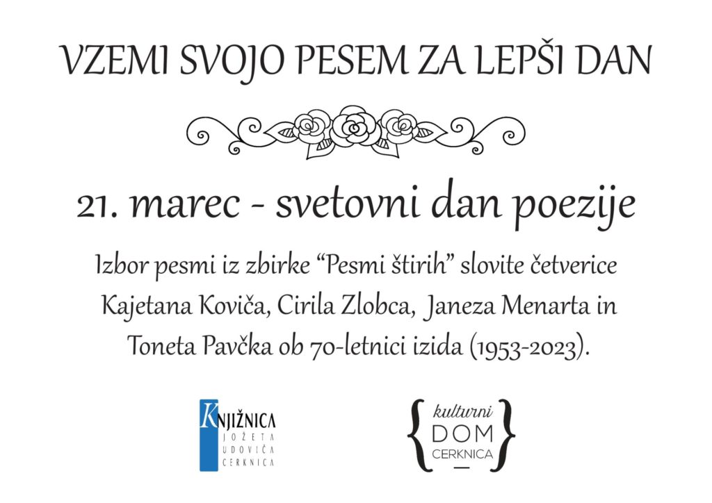 Vzemi svojo pesem za lepši dan - 21. marec - svetovni dan poezije
