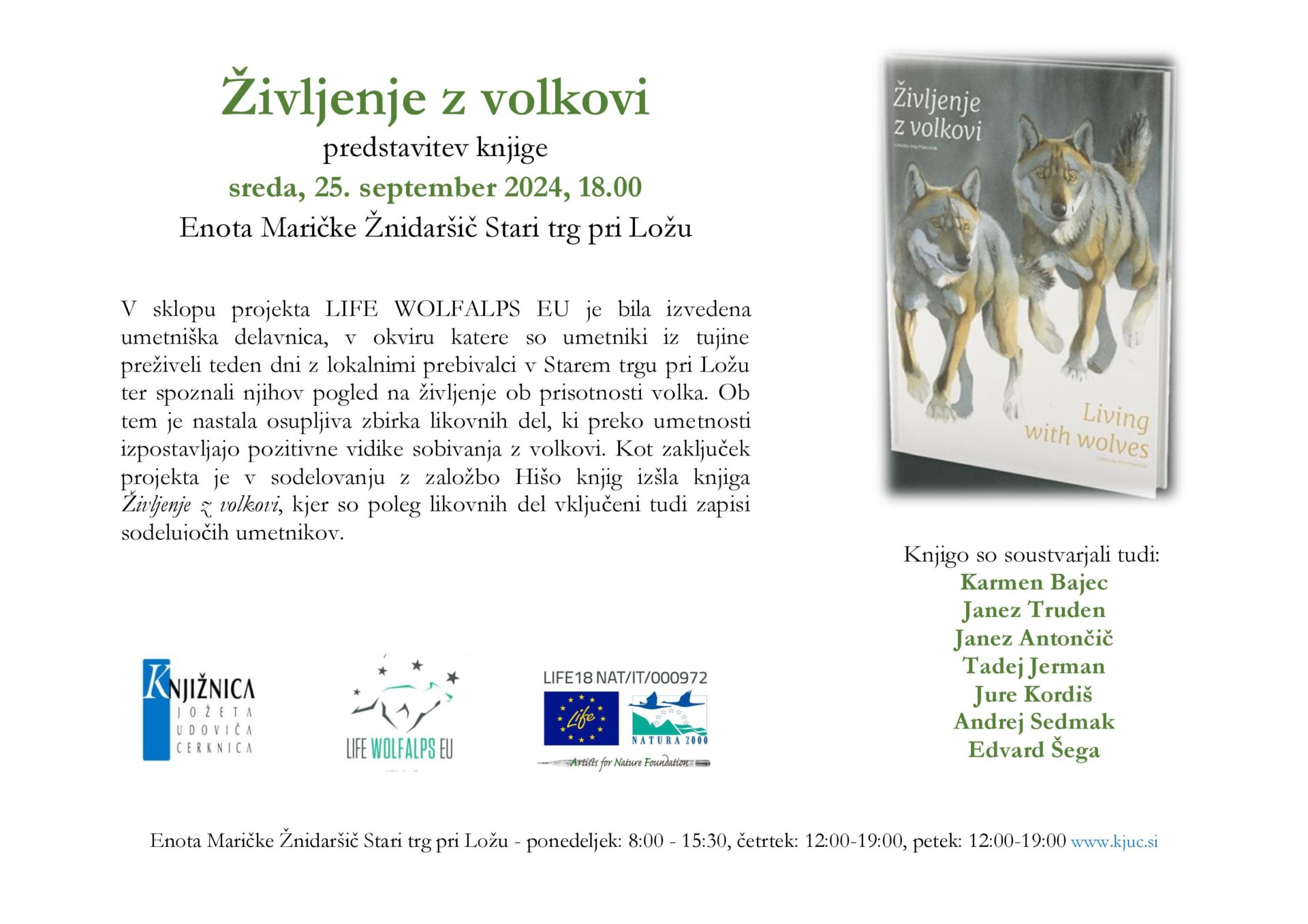 Življenje z volkovi - predstavitev knjige