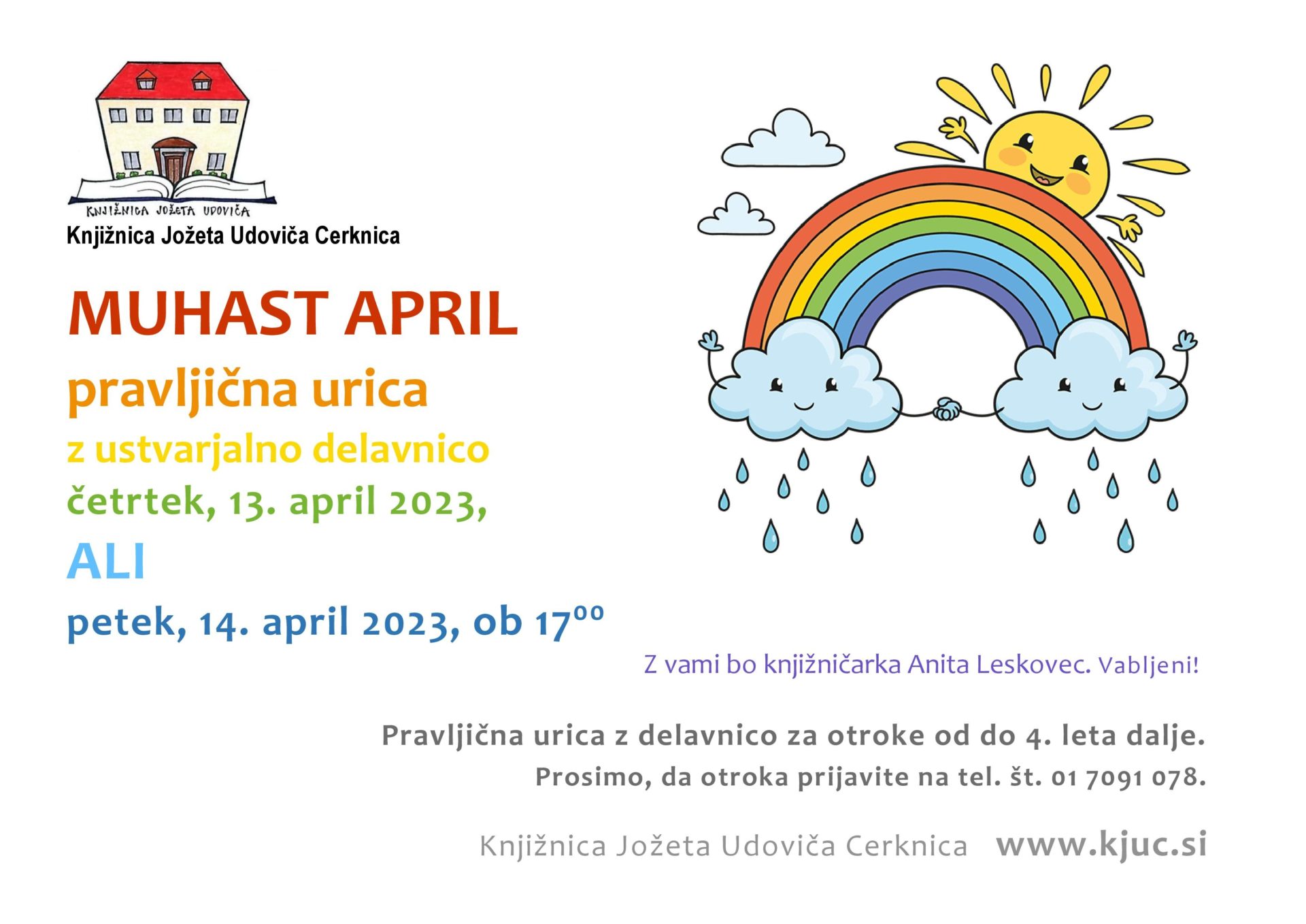 Muhast april - pravljična urica  z ustvarjalno delavnico
