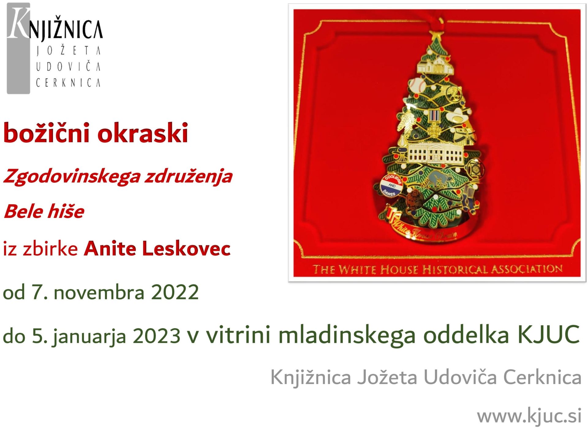 Božični okraski Zgodovinskega združenja Bele hiše iz zbirke Anite Leskovec