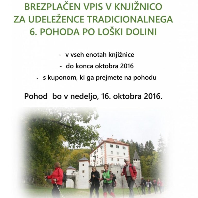Brezplačen vpis v knjižnico za udeležence tradicionalnega 6. pohoda po Loški dolini