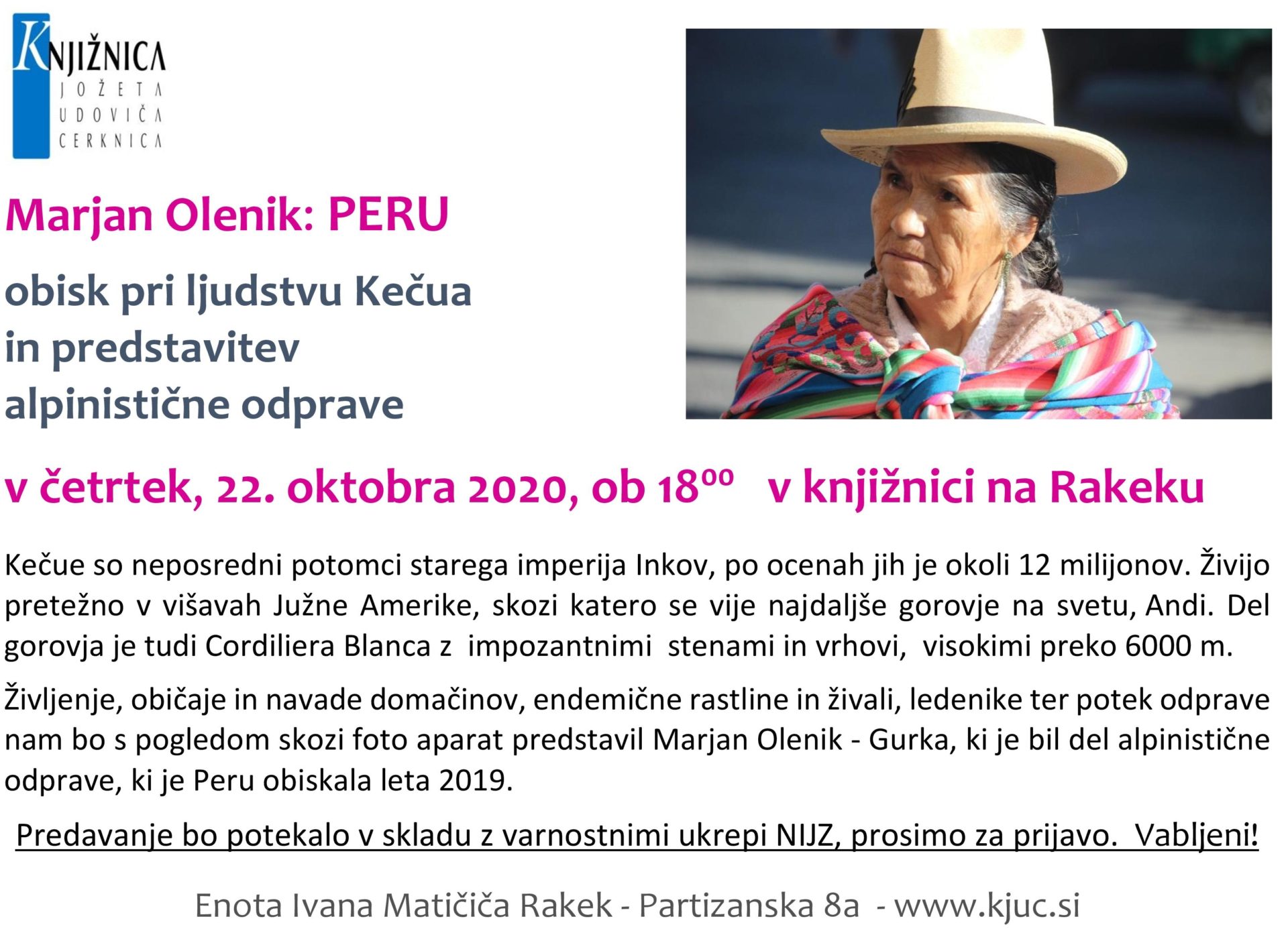 PRESTAVLJENO Potopisno predavanje - Marjan Olenik: Peru