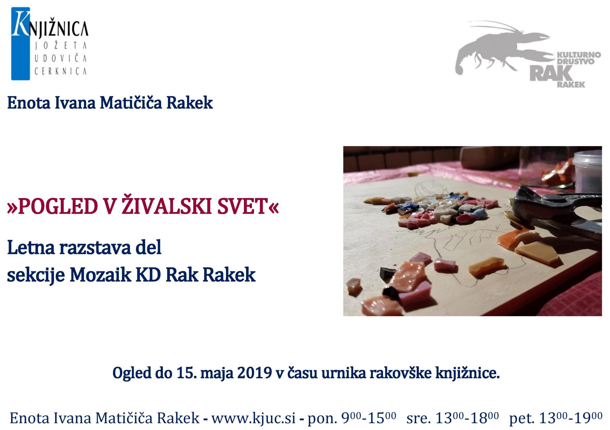 Pogled v živalski svet – razstava sekcije Mozaik KD Rak Rakek