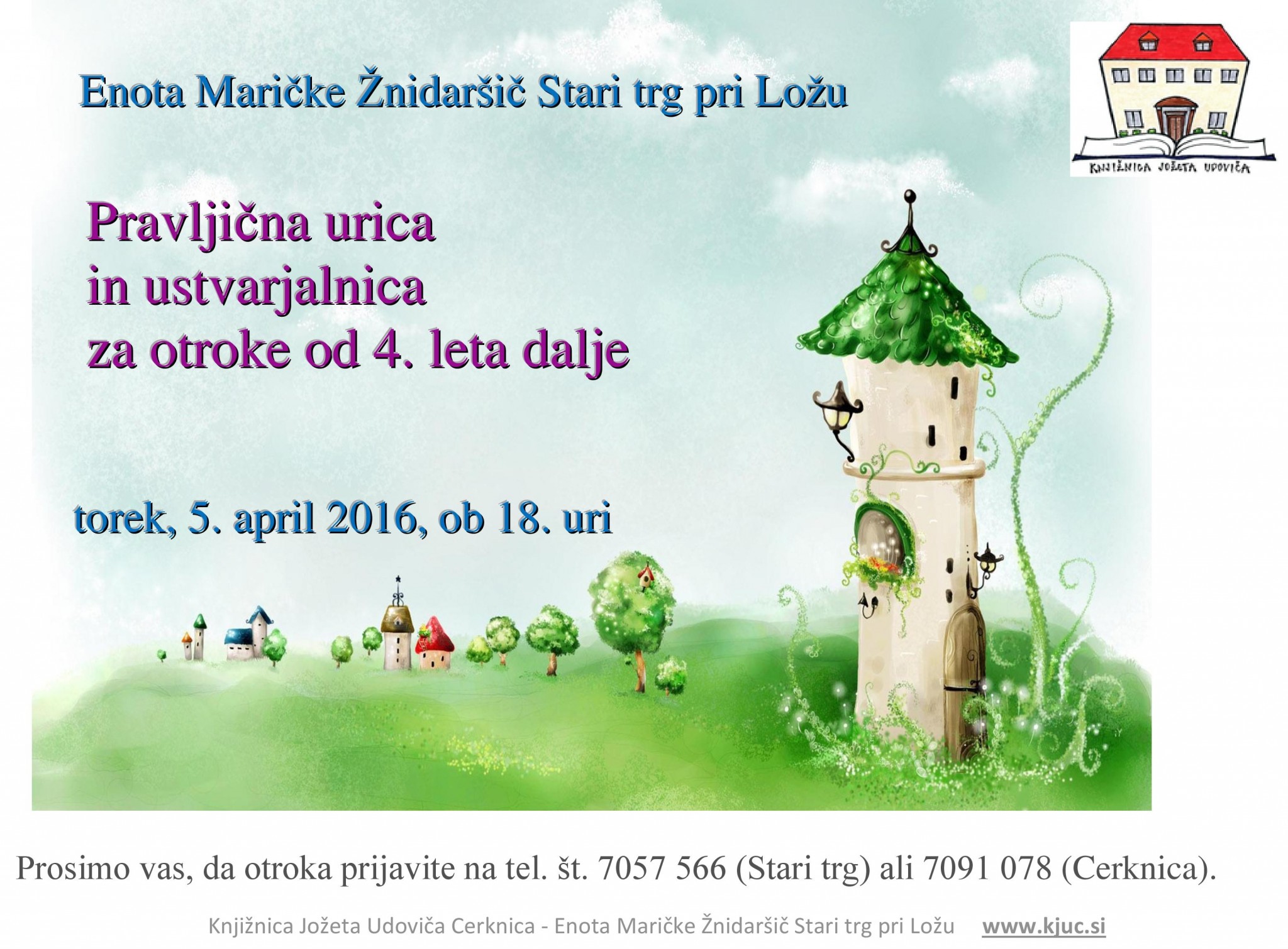 Pravljična urica in ustvarjalna delavnica za otroke od 4. leta dalje