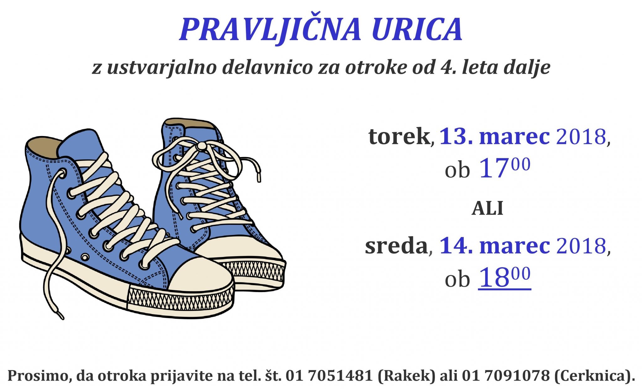 Pravljična urica z ustvarjalno delavnico za otroke od 4. leta dalje – Rakek