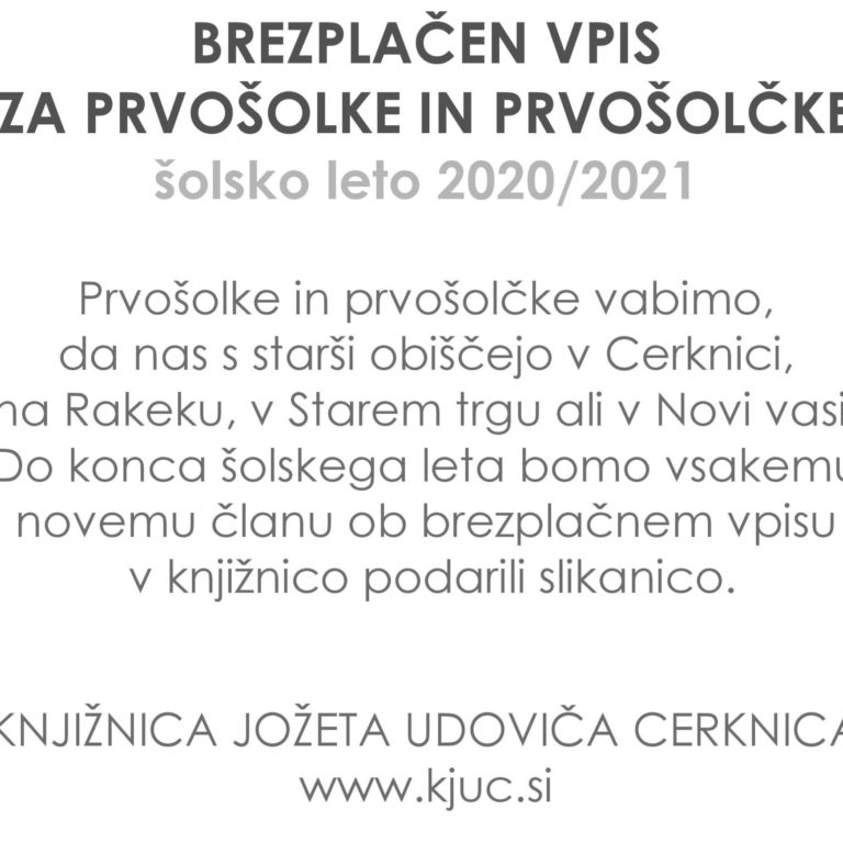 Brezplačen vpis za prvošolke in prvošolčke
