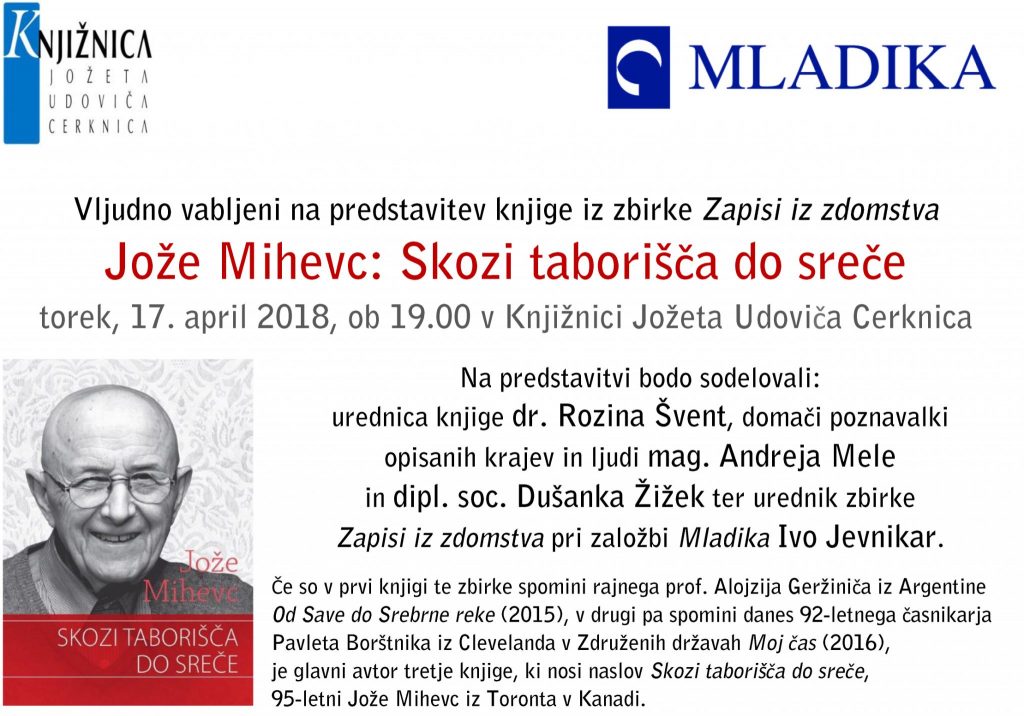 Jože Mihevc: Skozi taborišča do sreče - predstavitev knjige