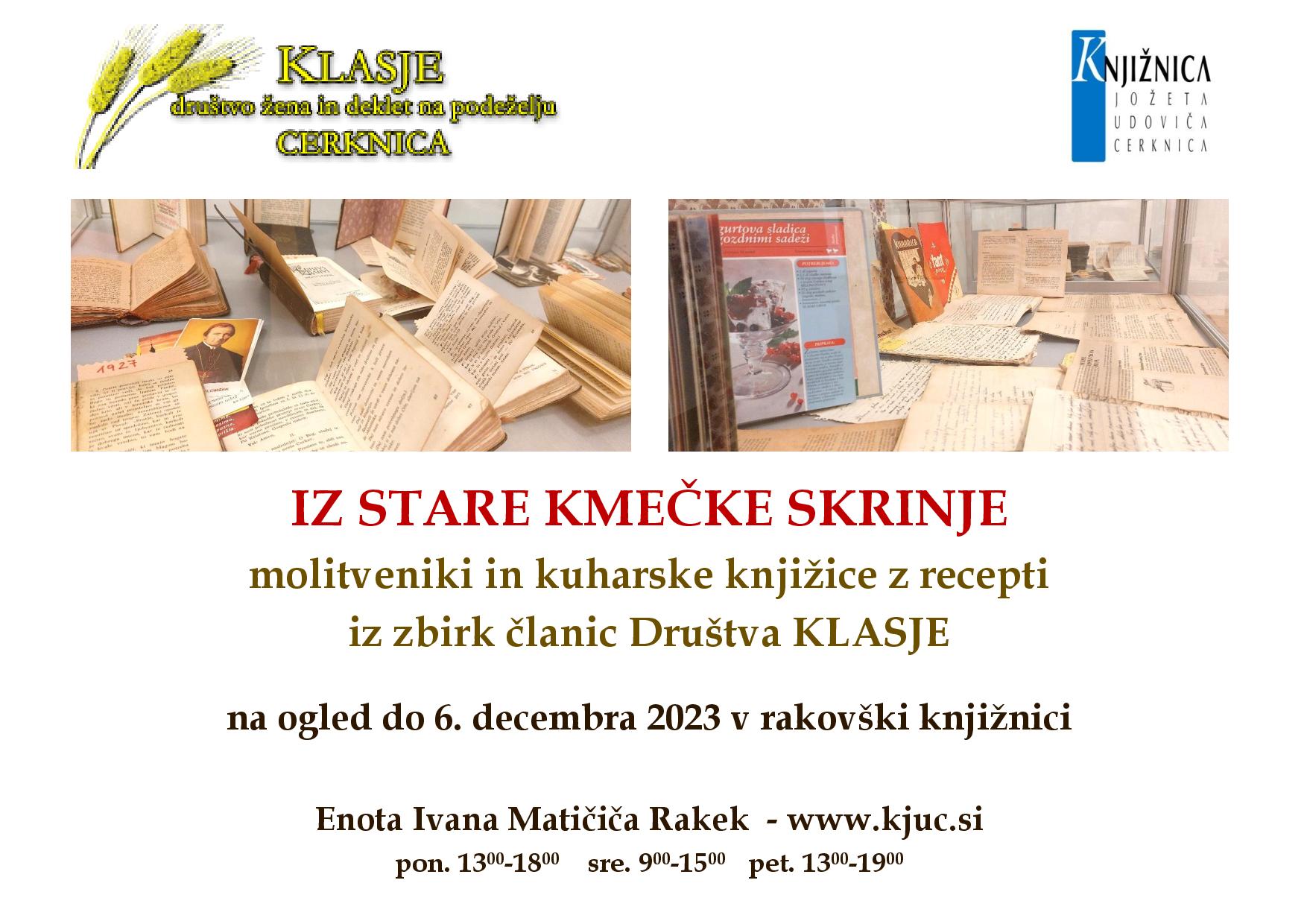 Klasje - društvo žena in deklet na podeželju Cerknica: Iz stare kmečke skrinje