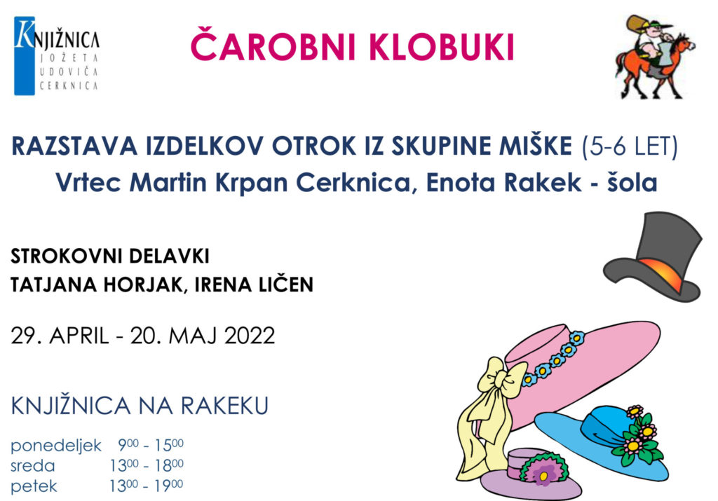 Čarobni klobuki - razstava izdelkov otrok iz skupine Miške