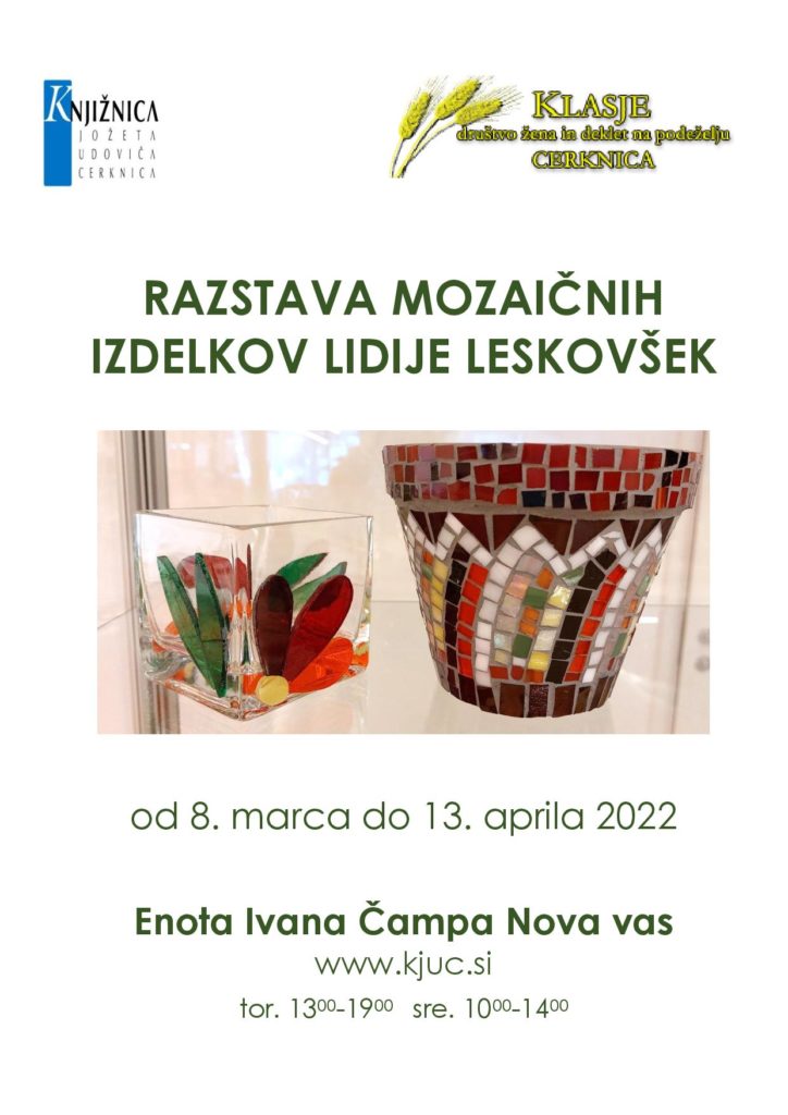 Razstava mozaičnih izdelkov Lidije Leskovšek