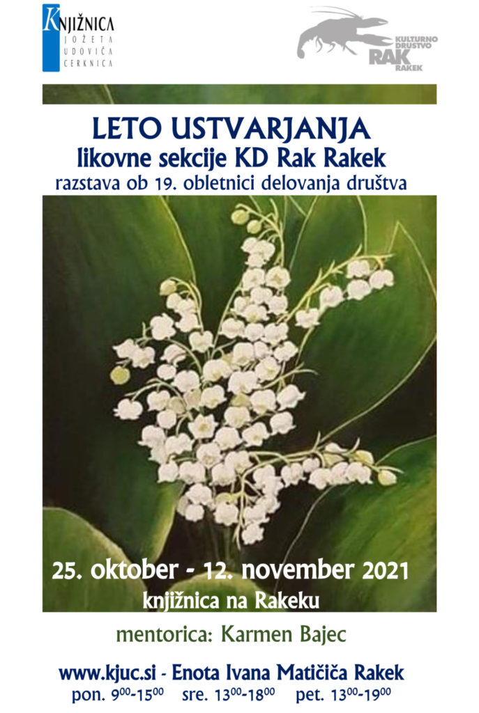 Leto ustvarjanja likovne sekcije KD Rak Rakek - razstava ob 19. obletnici delovanja društva