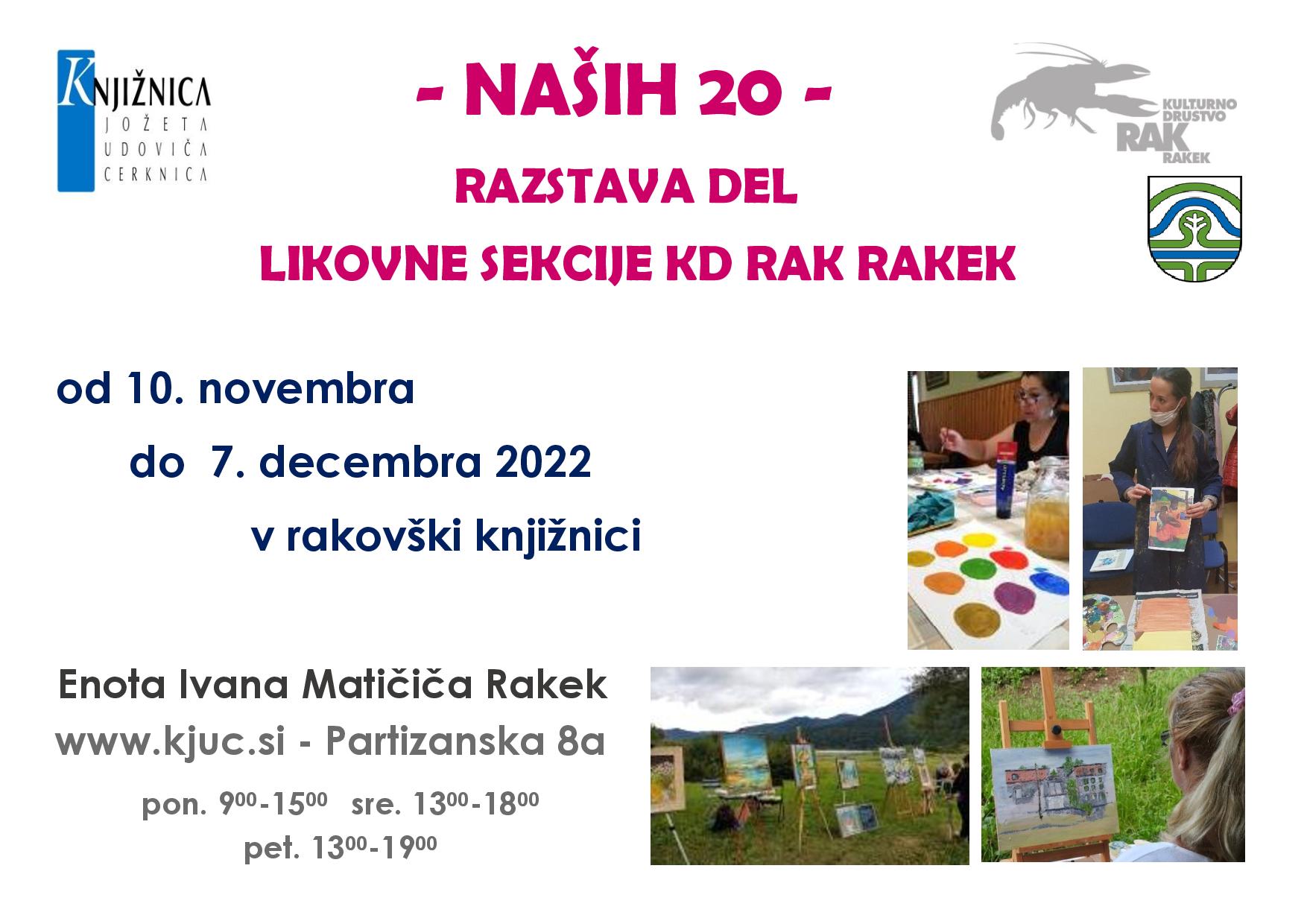 Naših 20 - razstava del likovne sekcije KD Rak Rakek