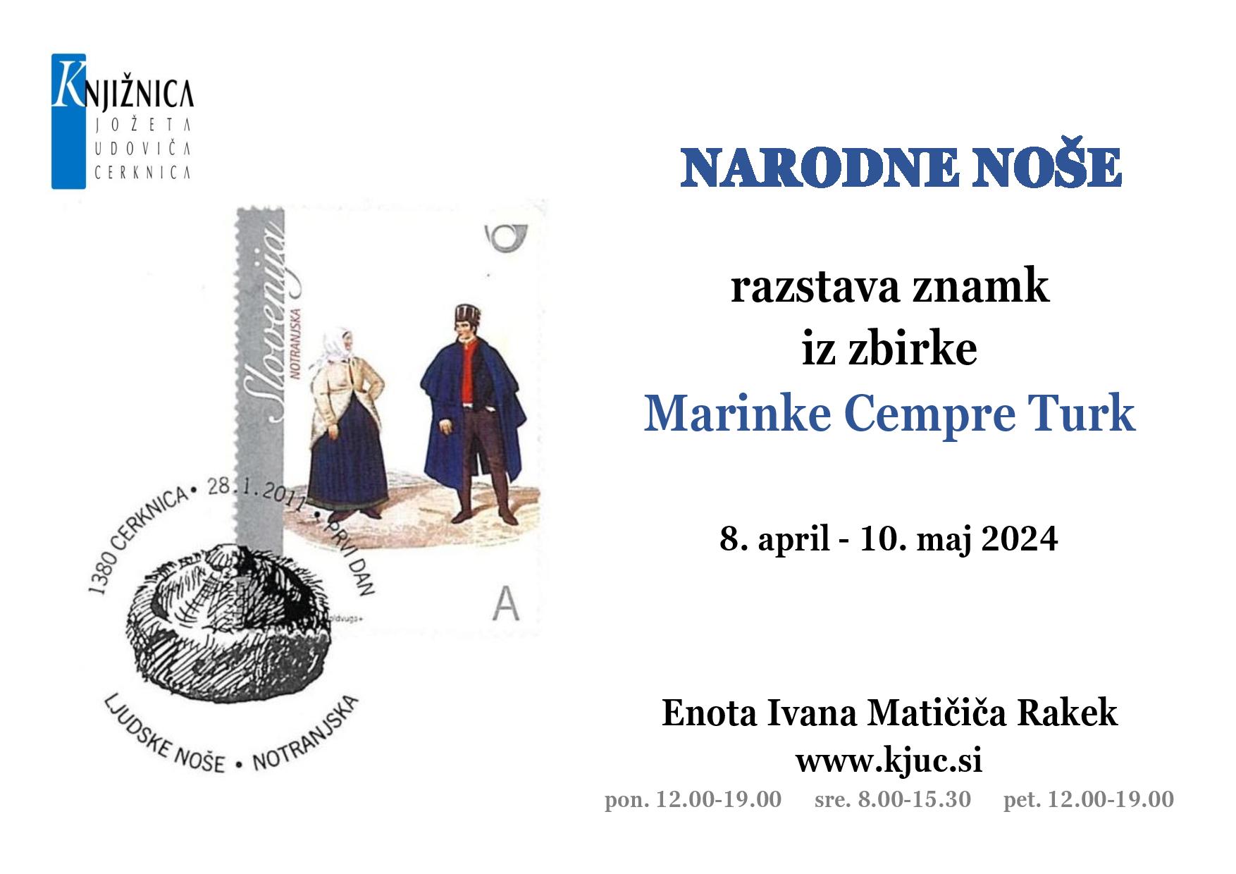 Narodne noše - razstava znamk iz zbirke Marinke Cempre Turk